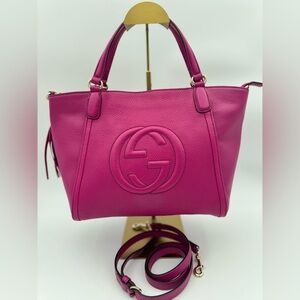 ❤️‍🔥🩷 Gucci Soho Leather Tote Bag in Fuchsia